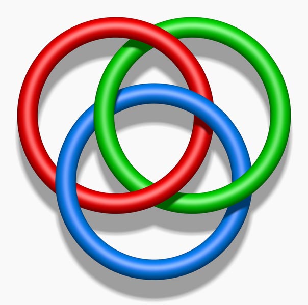 Borromean rings are an optical illusion featuring an arrangement of three colored rings that can’t physically be connected in such a way.
