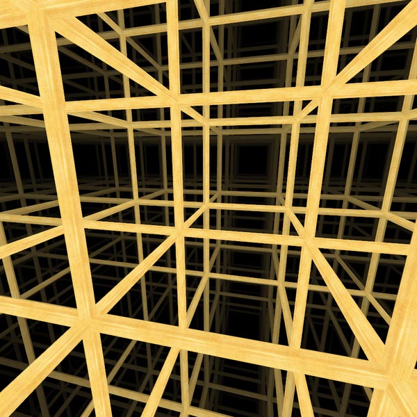 Look deep inside a cubic grid matrix with this impressive 3D computer generated picture.