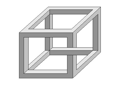 If you think there's something wrong with this cube then you'd be very right. Based on the Necker Cube, it seems to defy the laws of geometry.