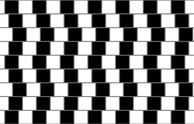While the lines in this optical illusion appear to be bent, they are in fact perfectly parallel horizontal lines.