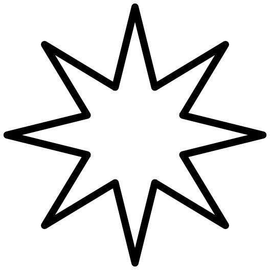 This picture shows an 8 point star drawn with a continuous black line.