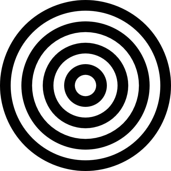 This picture features a circular target with alternating black and white circles.