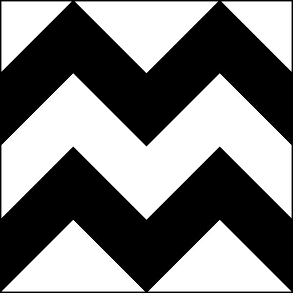 This picture features a horizontal zig zag pattern with two black lines zig zagging their way across a white background.
