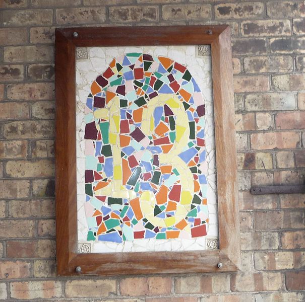 This photo shows the number 13 as part of a mosaic.