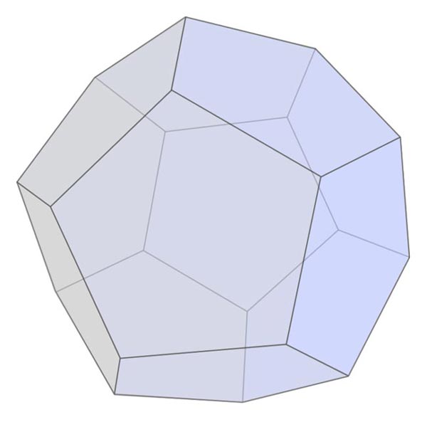 This picture features a dodecahedron. A dodecahedron is a polyhedron with 12 pentagonal faces.
