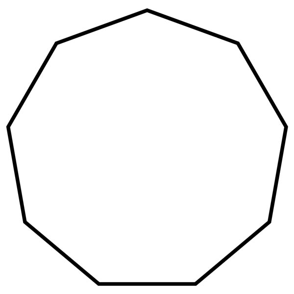 This picture features a nonagon. A nonagon is a polygon with 9 sides and 9 interior angles which add to 1260 degrees.