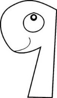 Number 9 Printable Coloring Page Worksheet for Kids