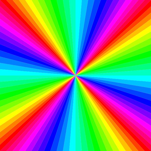 This kaleidoscope of colors is made up of a large number of different lines of color which merge at the center of the image.
