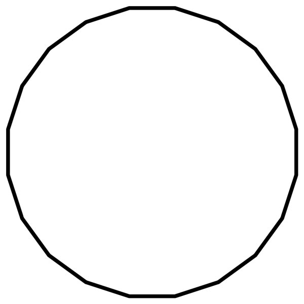 This picture features an icosagon. An icosagon is a polygon with 20 sides and 20 interior angles which add to 3240 degrees.