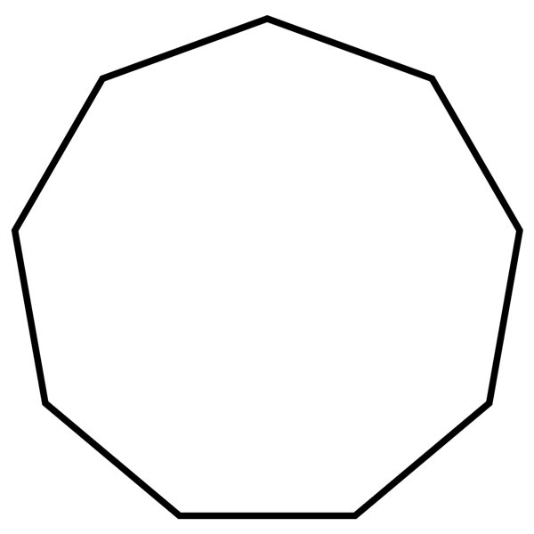 This picture features a nonagon. A nonagon is a polygon with 9 sides and 9 interior angles which add to 1260 degrees.